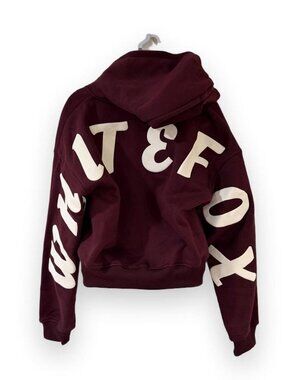 White Fox Boutique Burgundy Zip Up Hoodie Oversized NWT